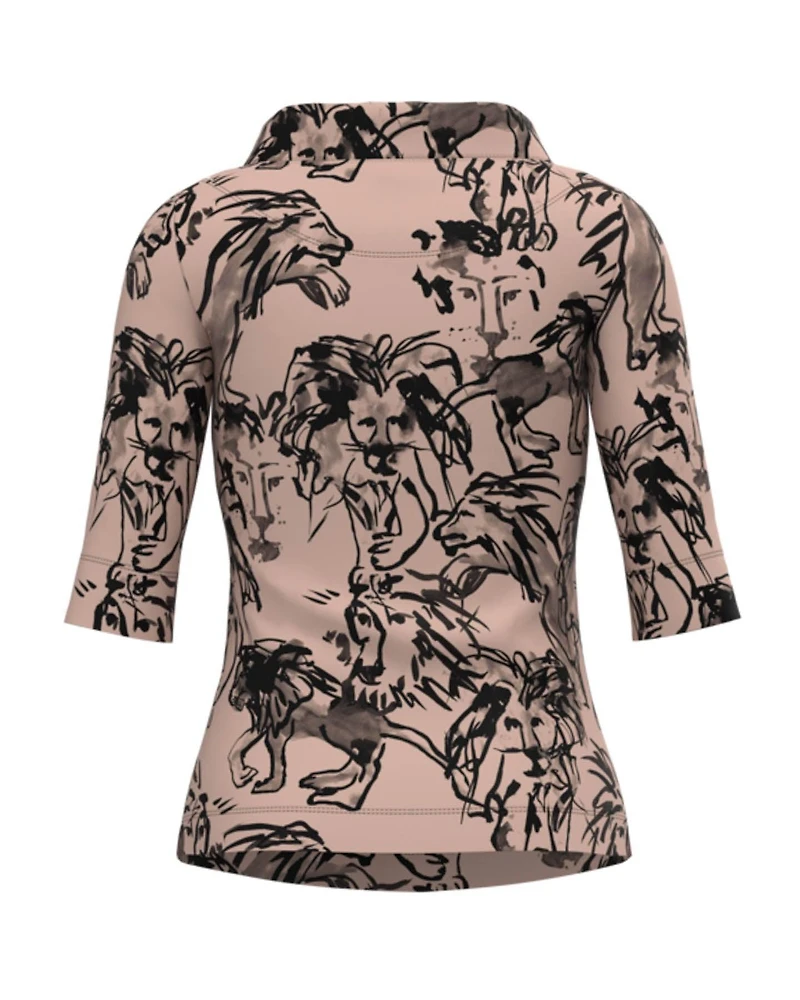 Lion Print Rib Top