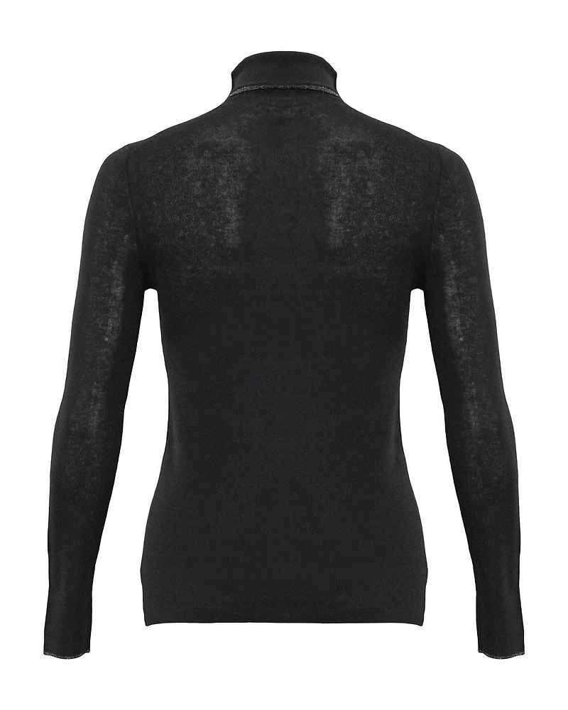 Metallic Trim Wool Blend Pullover