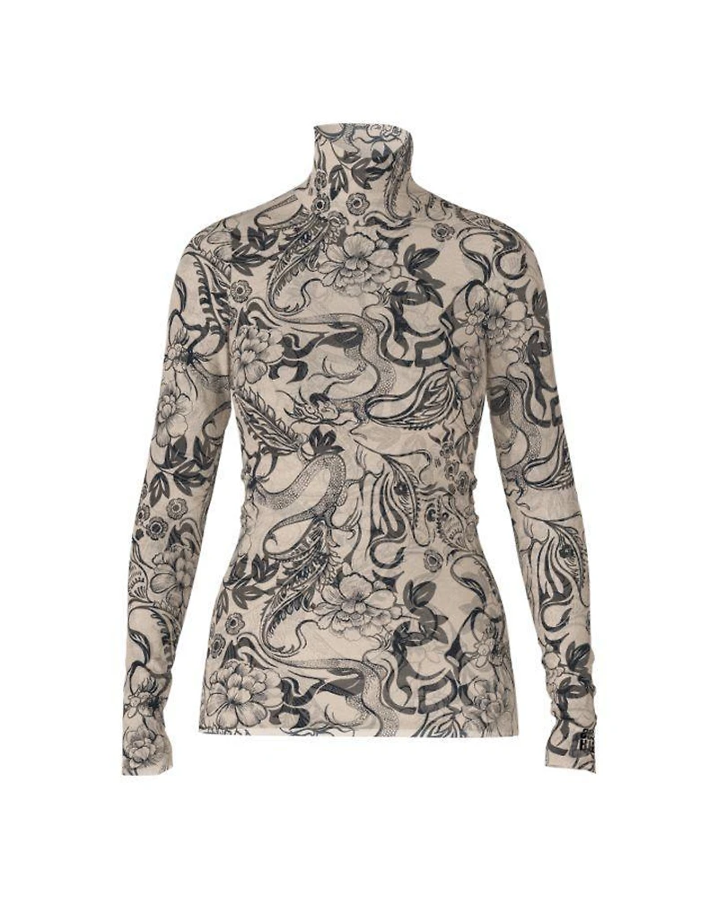 Print Mesh Turtleneck