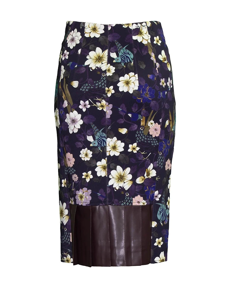 Print Pencil Skirt Pleat Detail
