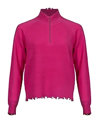Raw Edge Zip Neck Pullover