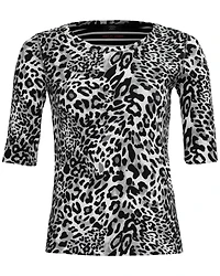 Rib Leopard Print T-Shirt