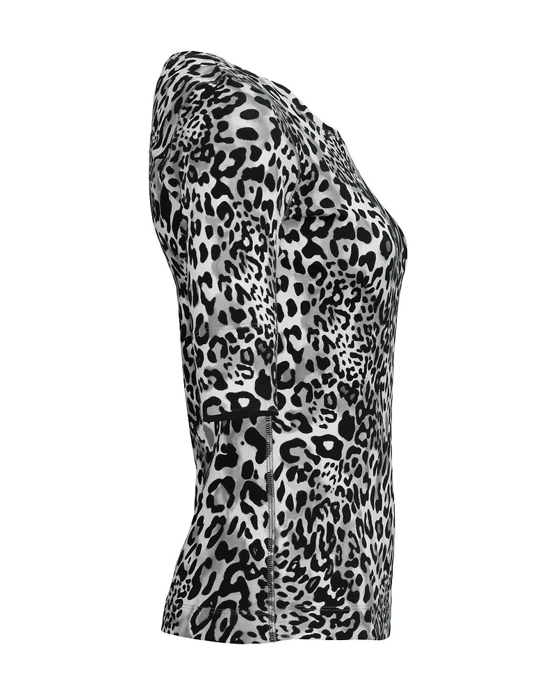 Rib Leopard Print T-Shirt