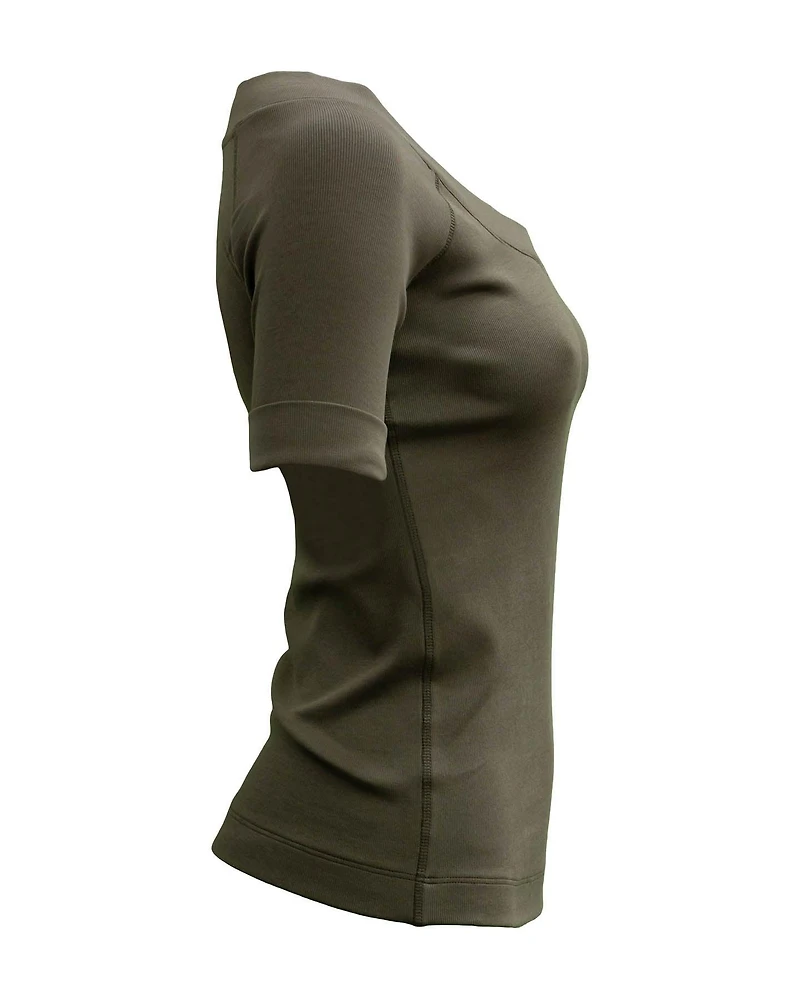 Ribbed V Tee Olive