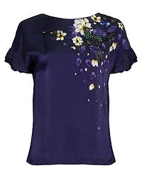 Silk Print Cotton Back Blouse