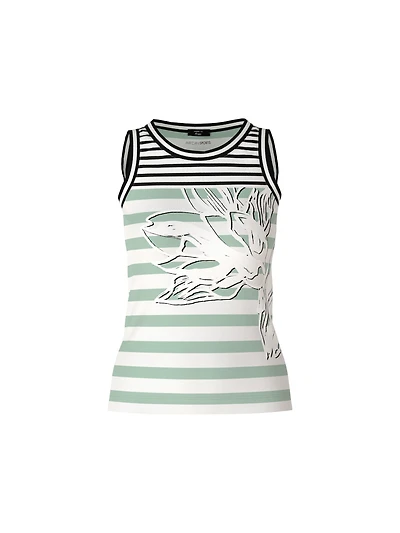 Marc Cain Sleeveless Stripes With Overprint Tank