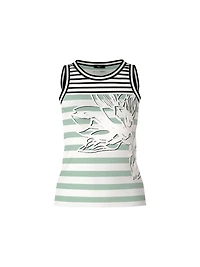Marc Cain Sleeveless Stripes With Overprint Tank