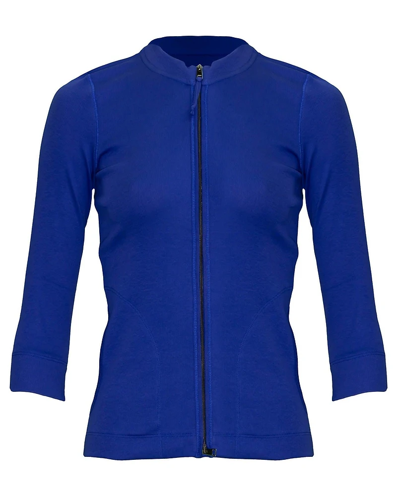Stretch Cotton Zip Cardi
