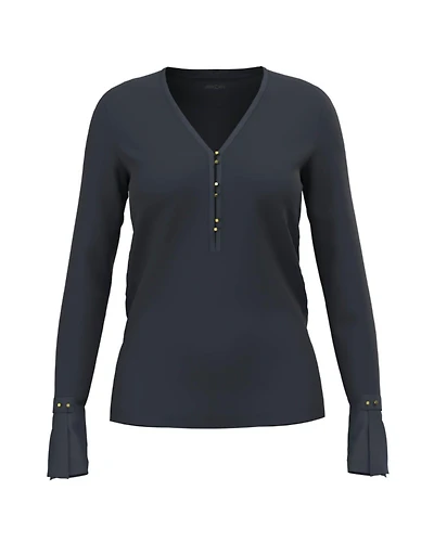 V-Neck Button Detail Top