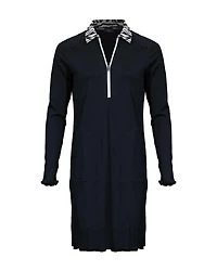 Zip Front Contrast Collar Dress