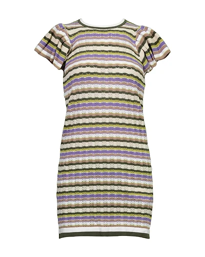 Knitted Stripe Pointelle Dress