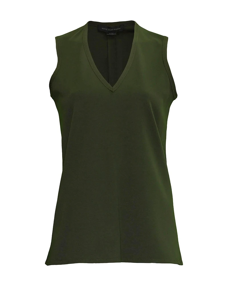 Monserrate V-Neck Top Kaki