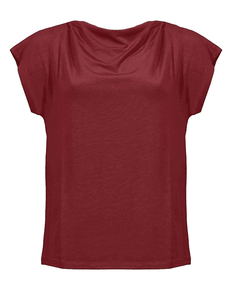 Multid Drape Neck T-Shirt Cherry