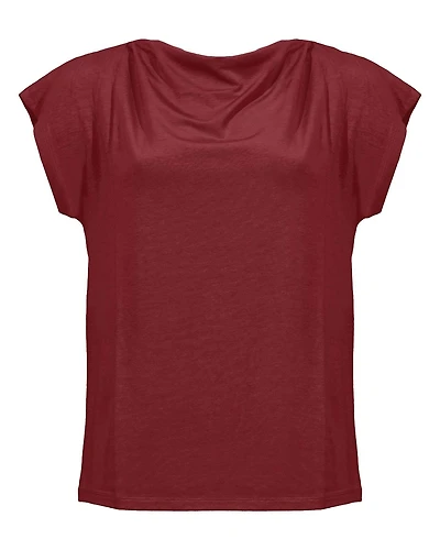Multid Drape Neck T-Shirt Cherry
