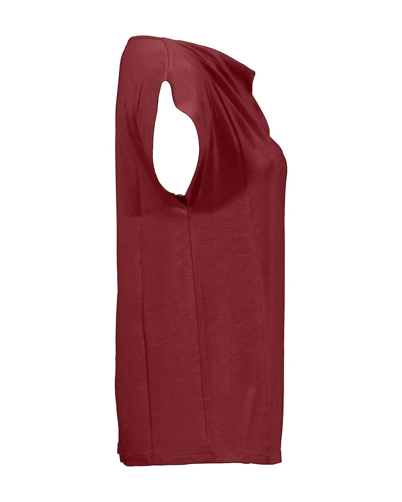 Multid Drape Neck T-Shirt Cherry