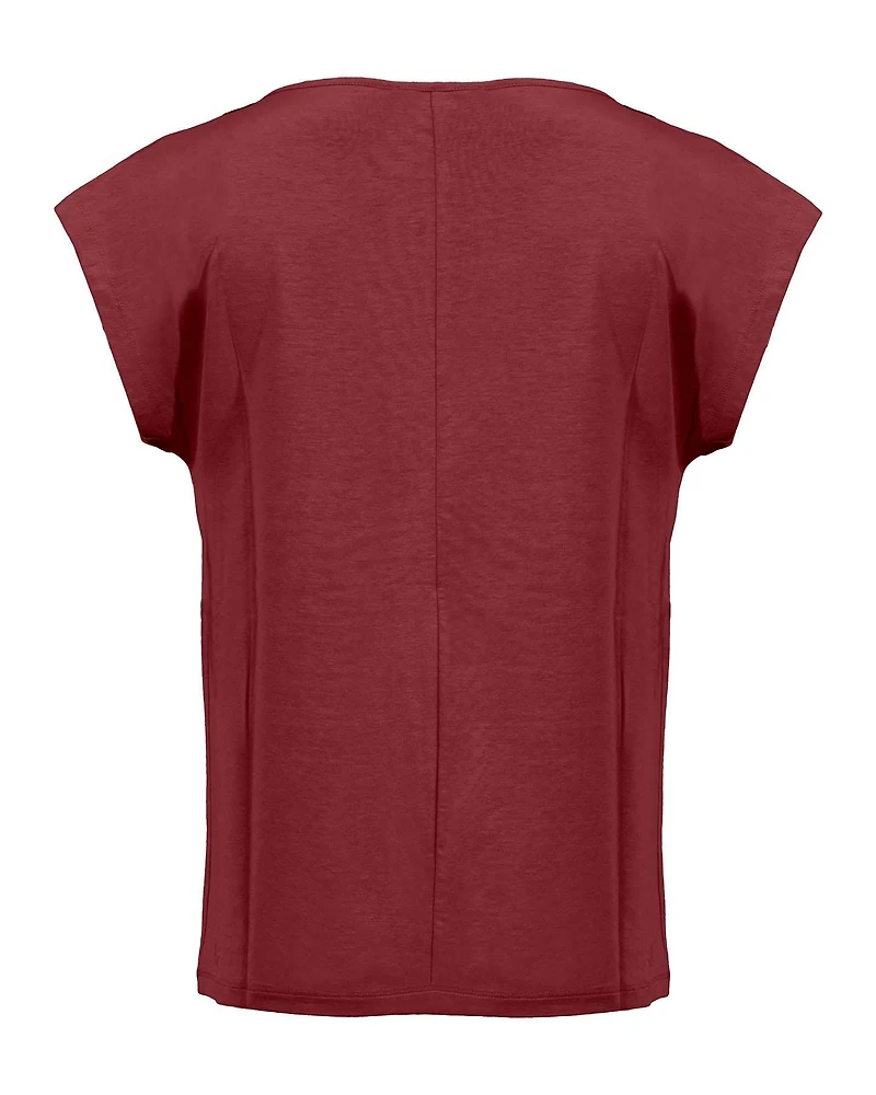 Multid Drape Neck T-Shirt Cherry
