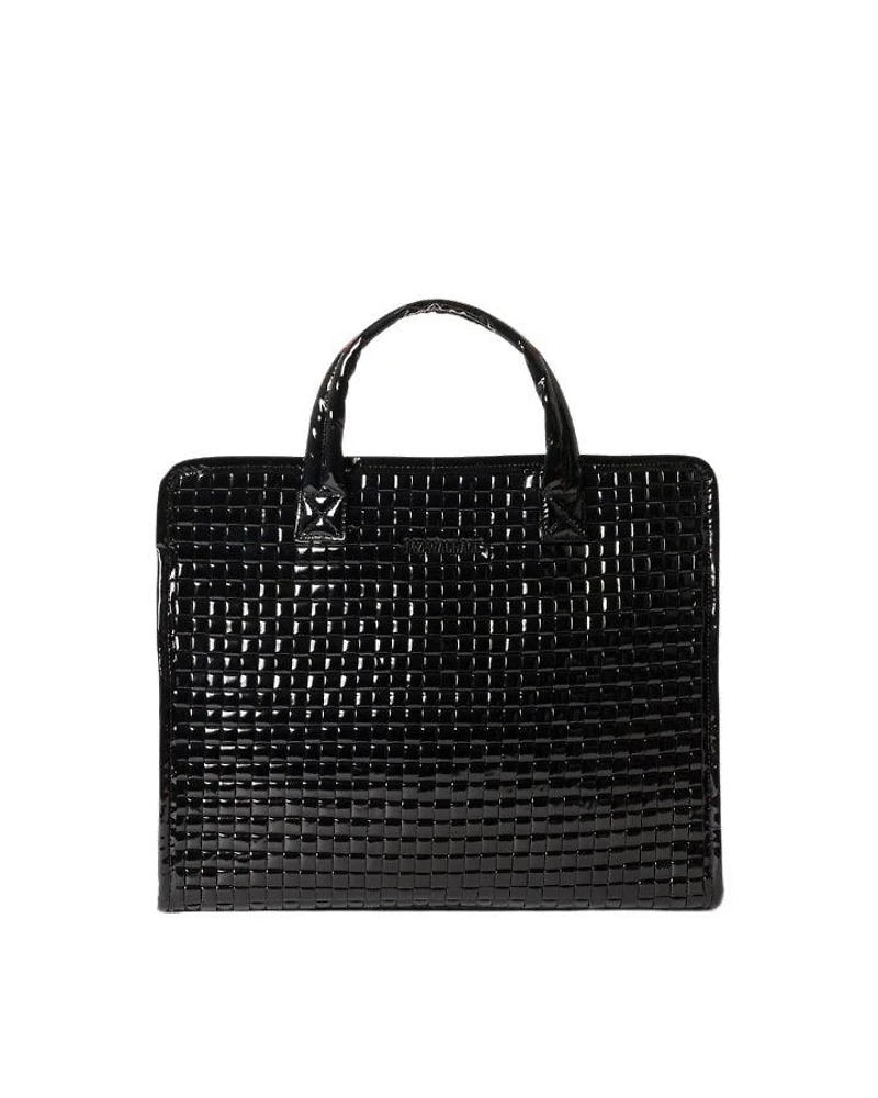 Black Lacquer Woven Medium Box Tote