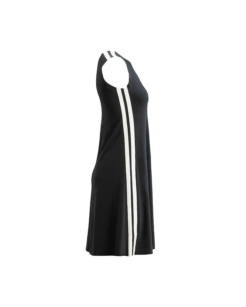 Side Stripe Sleeveless Swing Dress
