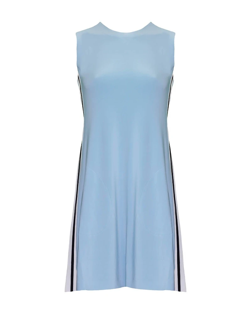 Side Stripe Sleeveless Swing Dress Powder Blue