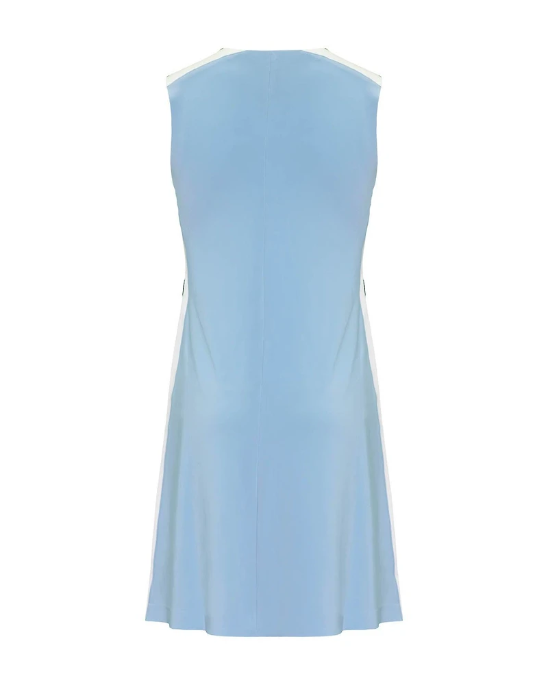 Side Stripe Sleeveless Swing Dress Powder Blue