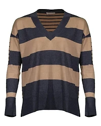Contrast Stripe V-Neck Sweater