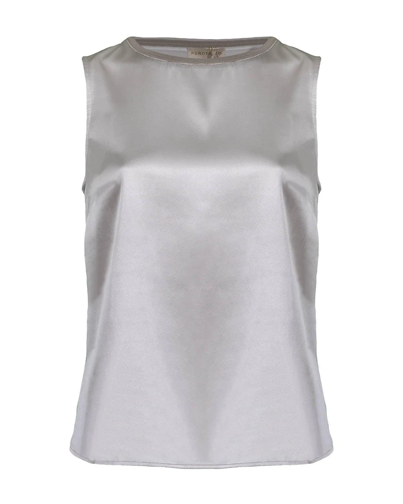 Neck Detail Silk Tank Top