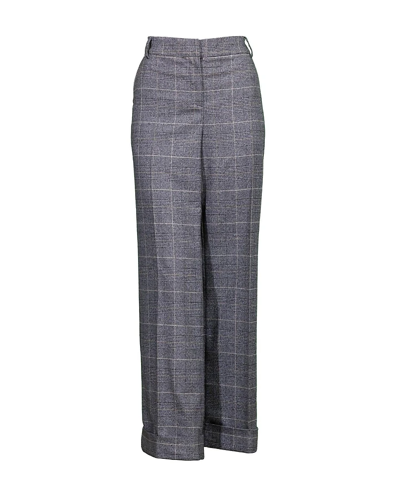Prince of Wales Plaid Wide Leg Pant