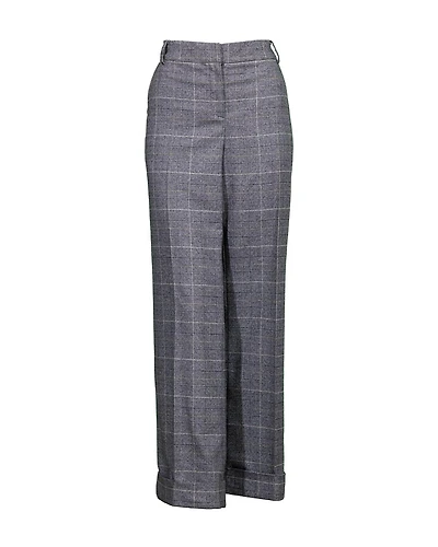 Prince of Wales Plaid Wide Leg Pant