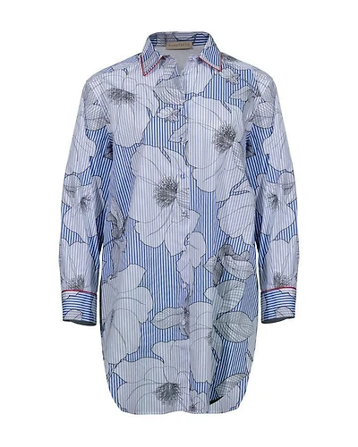Purotatto Flowers Pinstripe Tunic Shirt