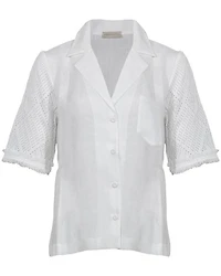 Purotatto Knit Sleeve Linen Shirt