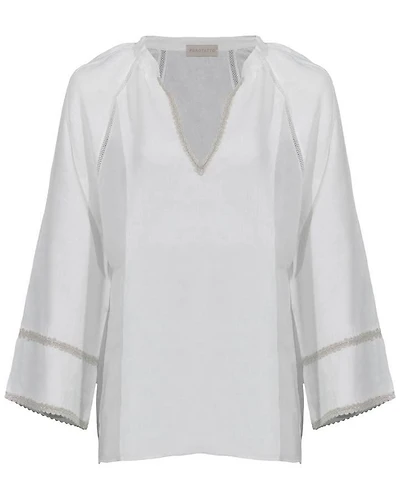 Purotatto Lace Trim Linen Top