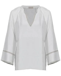 Purotatto Lace Trim Linen Top