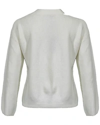 Alexi White Neck Slit Pullover