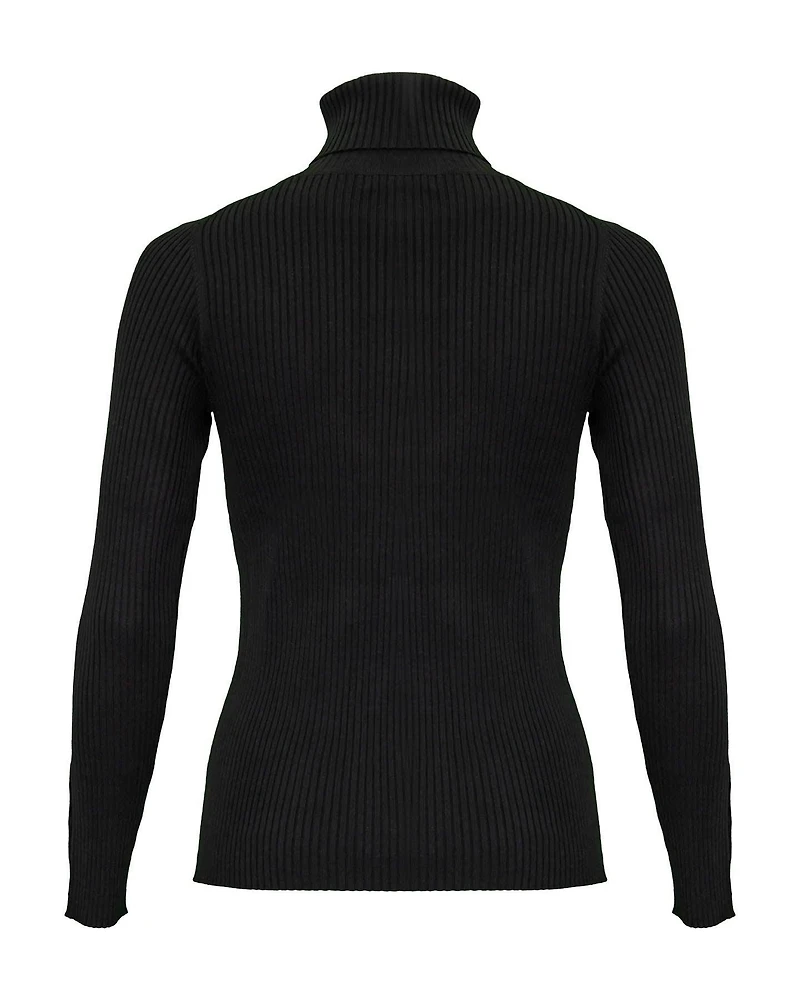 Cotton Blend Fitted Turtleneck