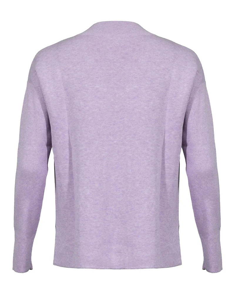 Cotton Blend V-Neck Pullover Lilac