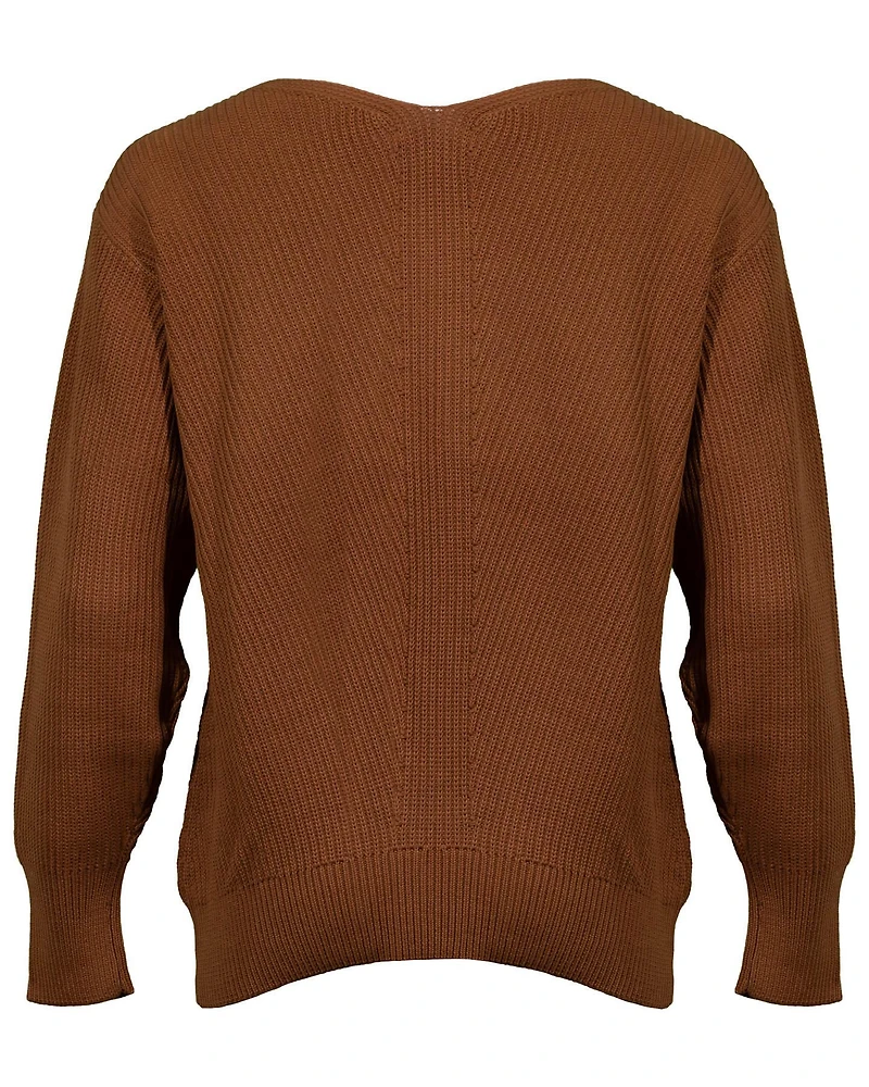 Cotton Rib Knit Sweater Copper