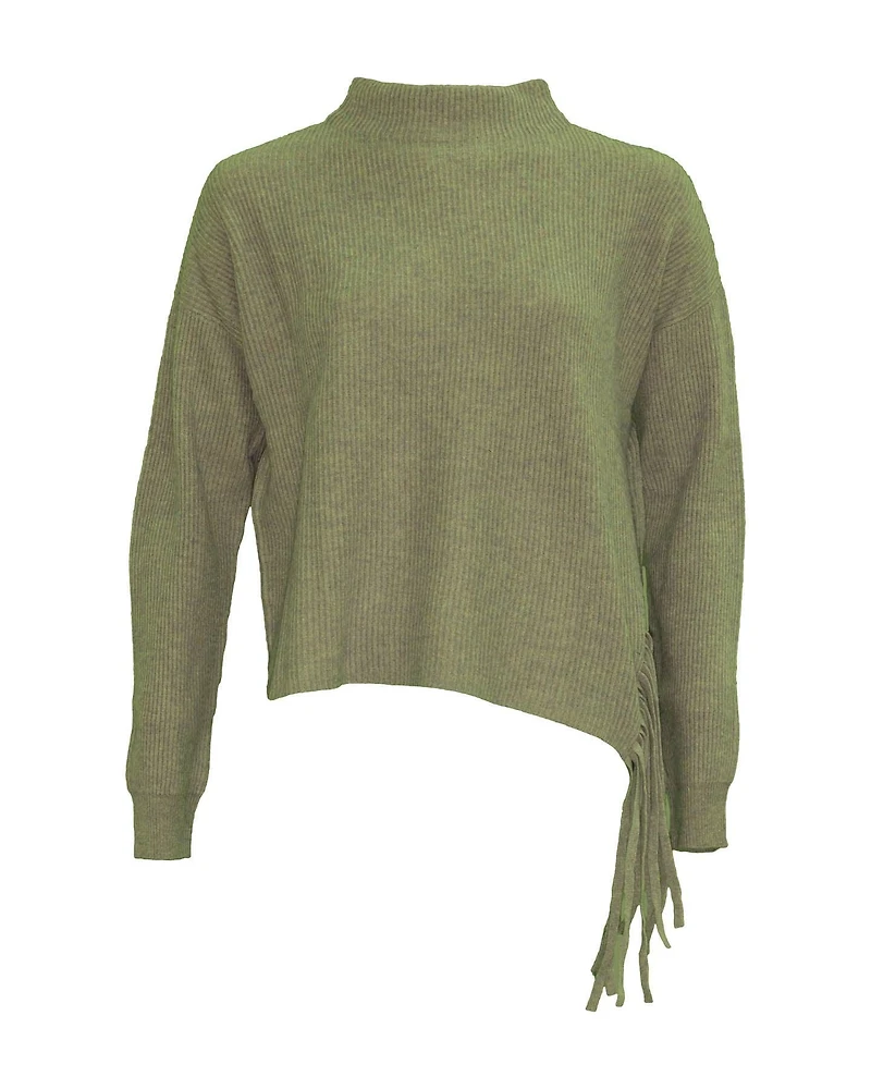 Fringe Funnel Pullover Sage