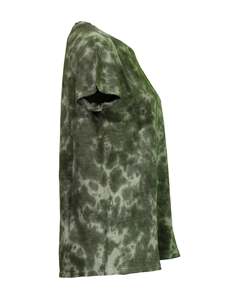 Mottled Print Linen T-Shirt