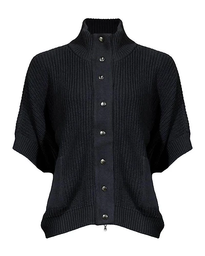 Poncho Cardigan With Press Buttons and Pockets