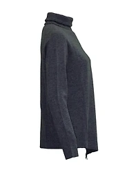 Turtleneck Asymmetrical Fringe Hem Sweater