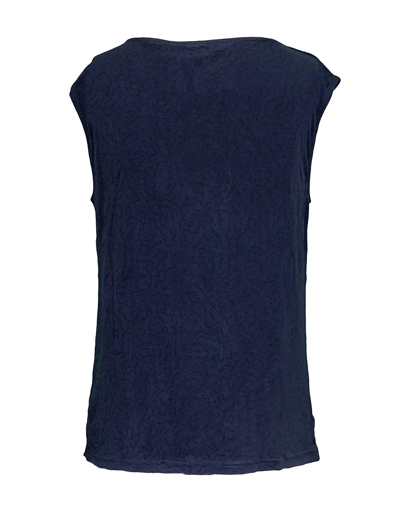 Cap Sleeve Cowl Neck Tee Blue Whirlwhind