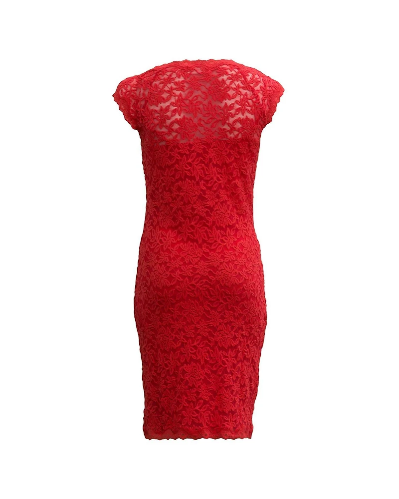 Lace Cap Sleeve Dress Strawberry