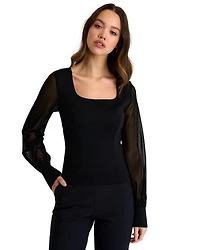 Sofia 3D Mesh Puff Sleeve Top