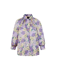 Gathered Floral Print Blouse