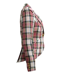 Pouf Sleeve Blazer Madras Plaid