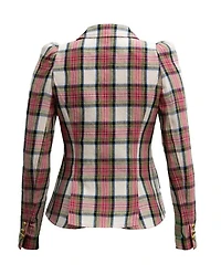 Pouf Sleeve Blazer Madras Plaid