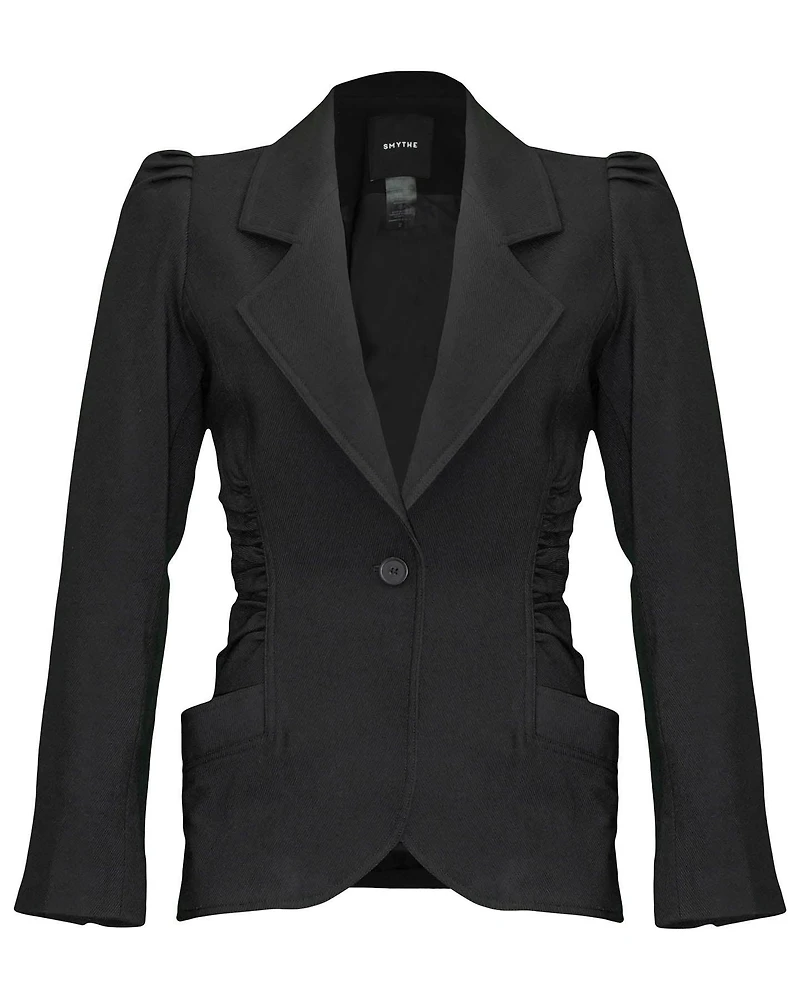 Ruched Blazer Black Twill