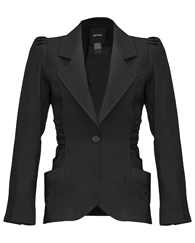 Ruched Blazer Black Twill