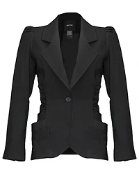 Ruched Blazer Black Twill