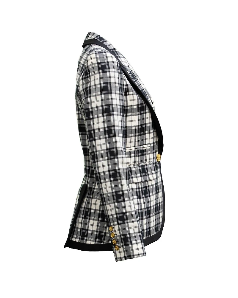 Taped Peaked Lapel Blazer Black and White